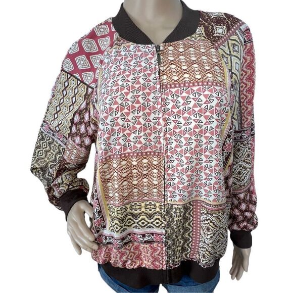 Alfred Dunner Jackets & Blazers - Alfred Dunner Geometric Patterned Zip Up Jacket With Pockets